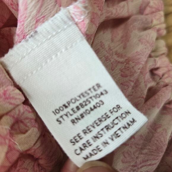 Blu Pepper Women's Peasant Blouse Medium Boho Semi-sheer Ruffle Floral Regency - Picture 7 of 10